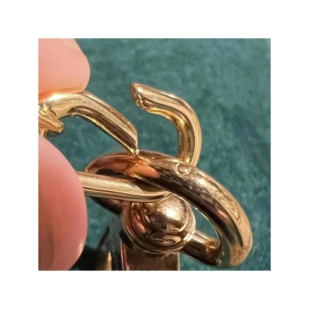 Louis Vuitton gold Bag Charm Keychain Made in Italy Carabiner Ring Slide EC